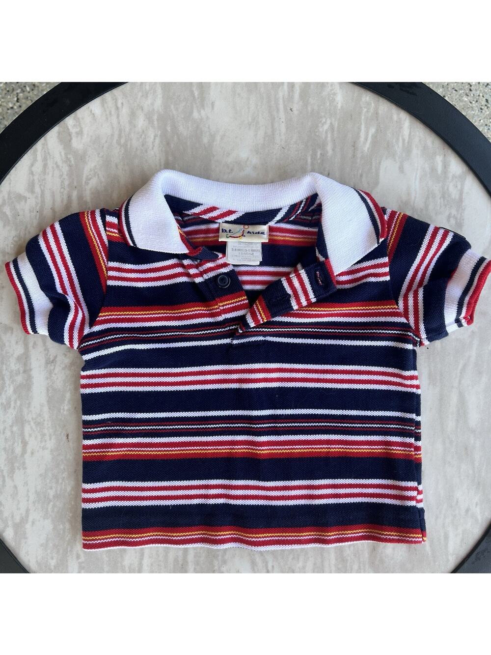 Vintage Y2K BT Kids Baby Sailer Polo Collared Striped Shirt 3-6M